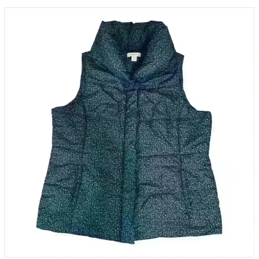 Coldwater Creek Women's Puffer Vest Black Gray Size 1X Casual Zip Up